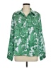Aqua 100% Polyester Tropical Green Long Sleeve Blouse Size M - photo 1