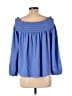 Ann Taylor 100% Polyester Blue 3/4 Sleeve Blouse Size L - photo 2