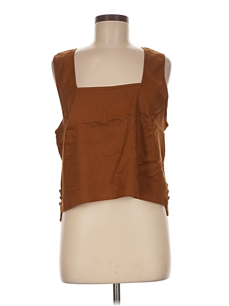 Pre-owned Aday Sleeveless Blouse In Brown
