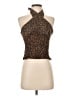 Aqua Brown Sleeveless Blouse Size S - photo 1