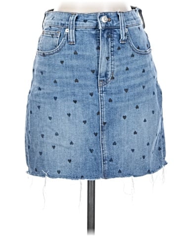 Madewell Stretch Denim Straight Mini Skirt: Heart Print Edition (view 1)