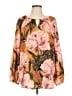 Chico's 100% Polyester Floral Pink Orange Long Sleeve Blouse Size Lg (2) - photo 1