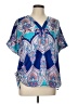 Chico's 100% Polyester Blue Short Sleeve Blouse Size Lg (2) - photo 1