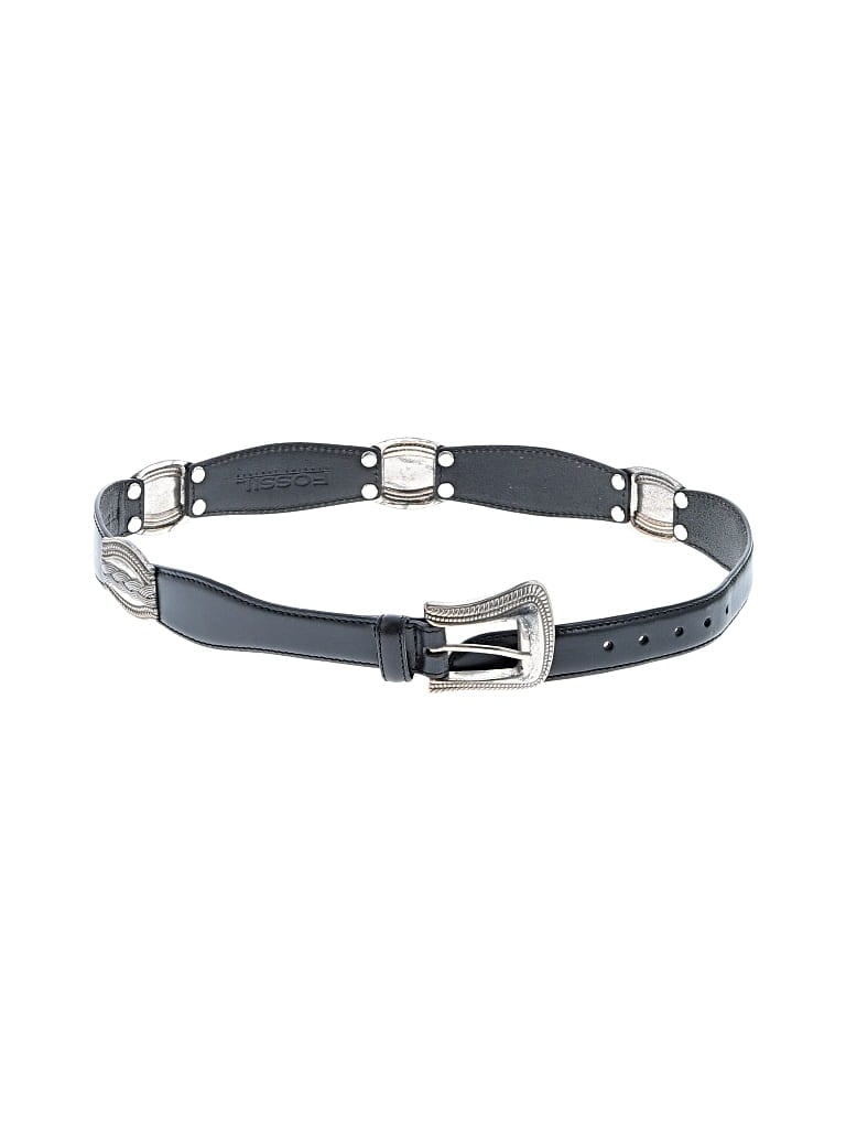 Pre-owned Fossil Leather Belt In Gray