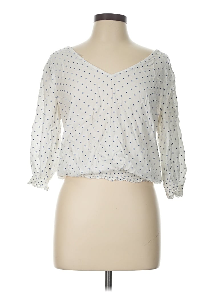Pre-owned Nine Britton 3/4 Sleeve Blouse In Ivory