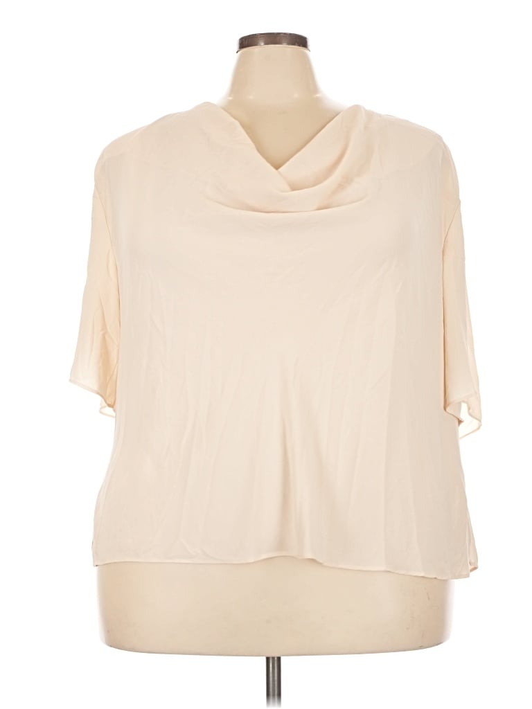 Pre-owned Eloquii Short Sleeve Blouse In Ivory