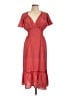 Max Studio Polka Dots Red Casual Dress Size L - photo 1