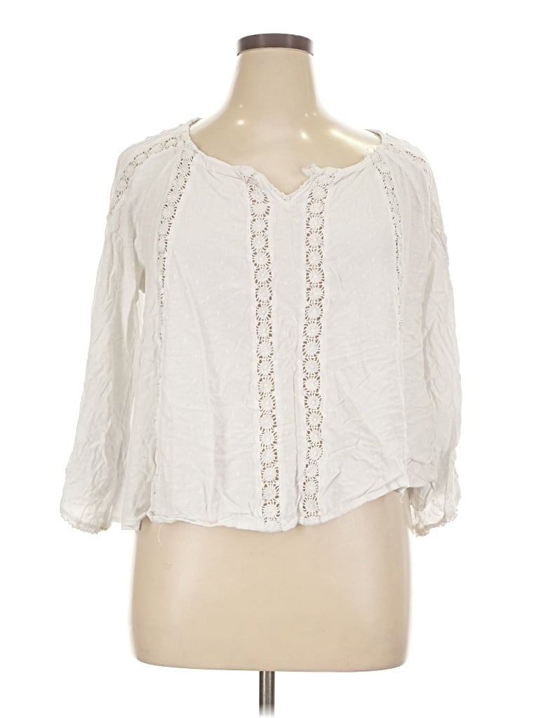 Pre-owned Angie 3/4 Sleeve Blouse In Ivory