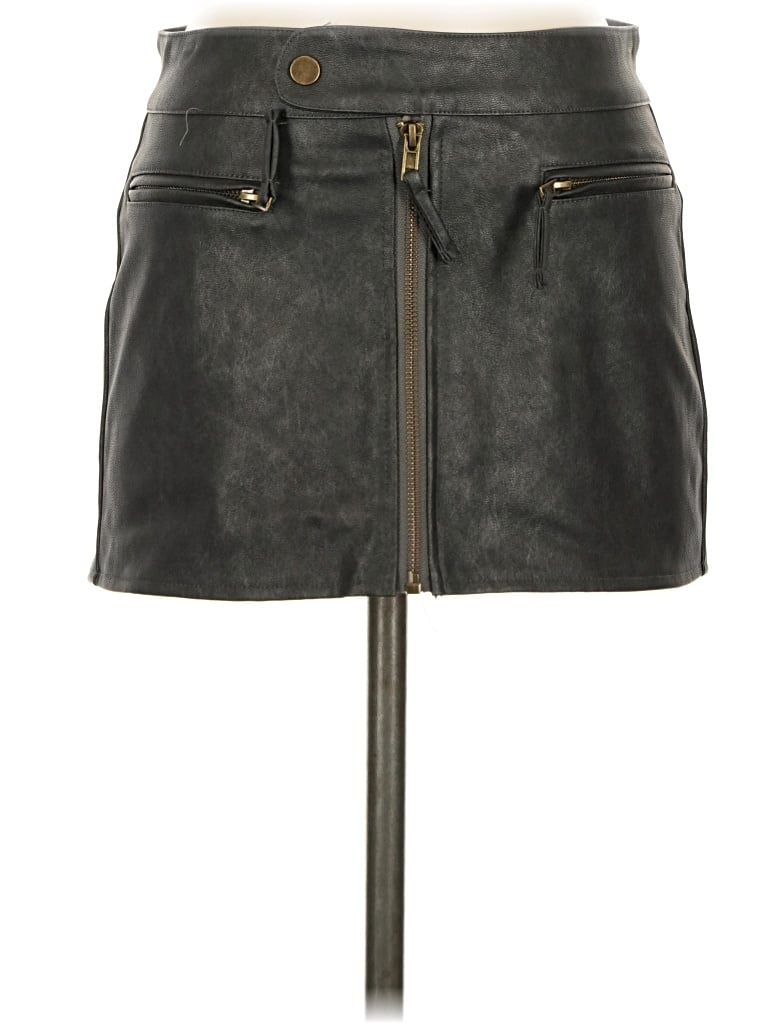 Pre-owned Edikted Faux Leather Skirt In Gray