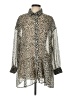 H&M 100% Polyester Animal Print Silver Long Sleeve Blouse Size 12 - photo 1
