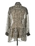 H&M 100% Polyester Animal Print Silver Long Sleeve Blouse Size 12 - photo 2
