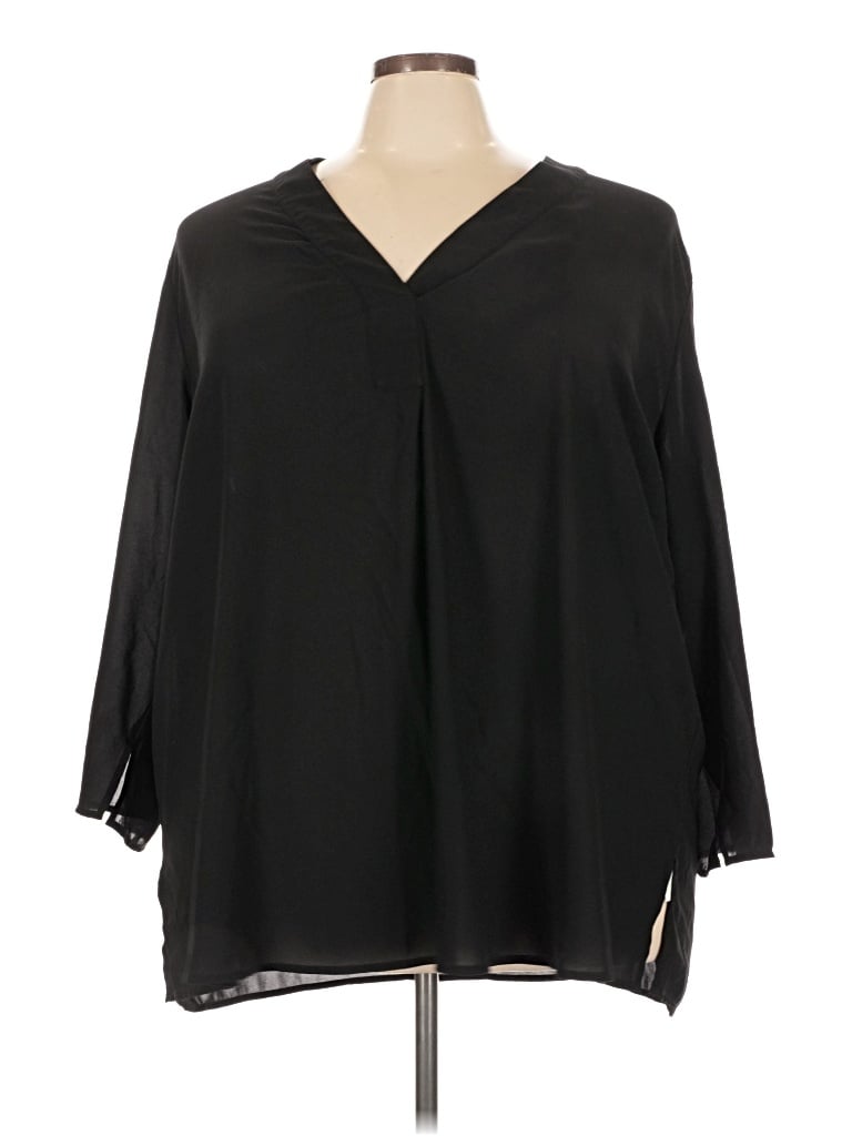 Pre-owned Eloquii 3/4 Sleeve Blouse In Black