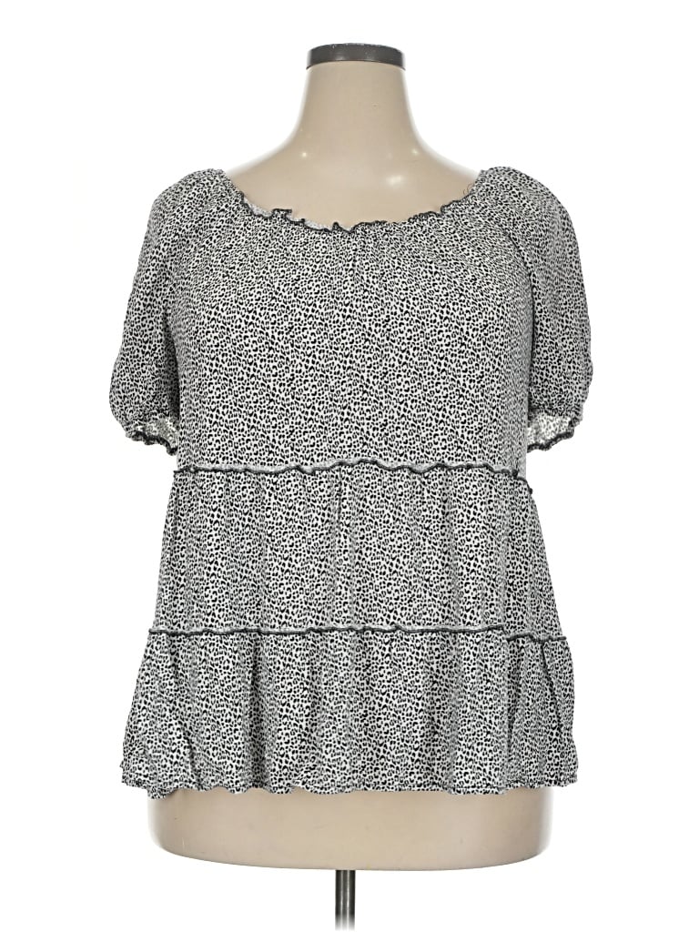 Pre-owned C Established 1946 Short Sleeve Blouse In Gray
