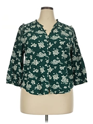 LC Lauren Conrad 3/4 Sleeve Button-Down Shirt (view 1)