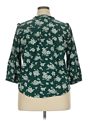 LC Lauren Conrad 3/4 Sleeve Button-Down Shirt (view 2)
