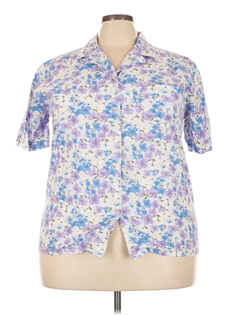 Pre-owned Bobbie Brooks Short Sleeve Button Down Shirt In Purple