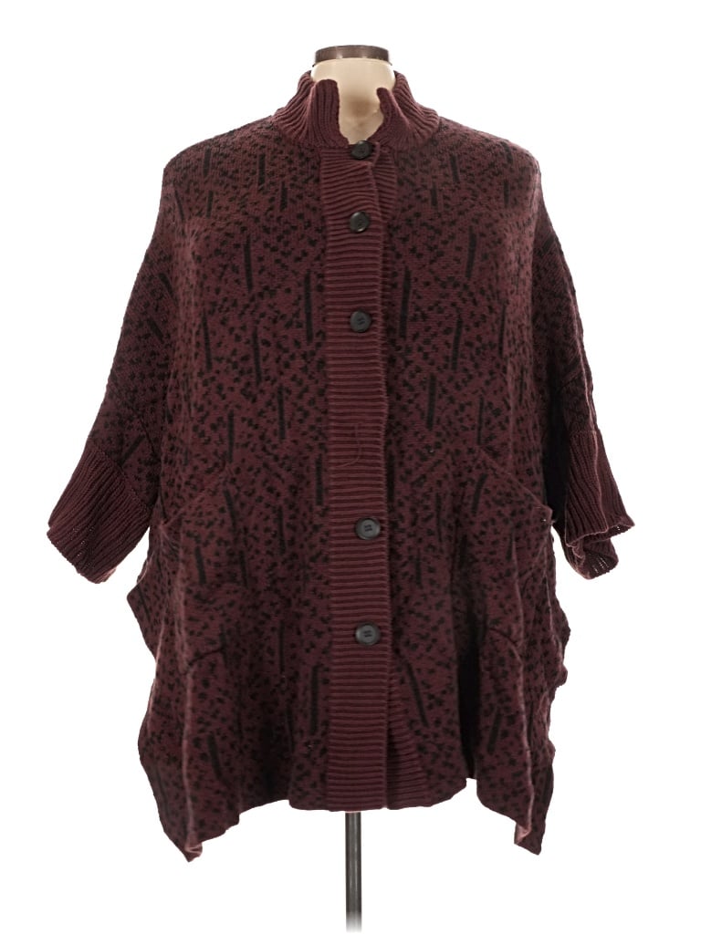 Pre-owned Marla Wynne Poncho In Burgundy