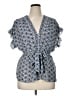 Max Studio 100% Polyester Blue White Short Sleeve Blouse Size XL - photo 1