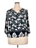 Fun2Fun 100% Rayon Blue 3/4 Sleeve Blouse Size XXL - photo 1