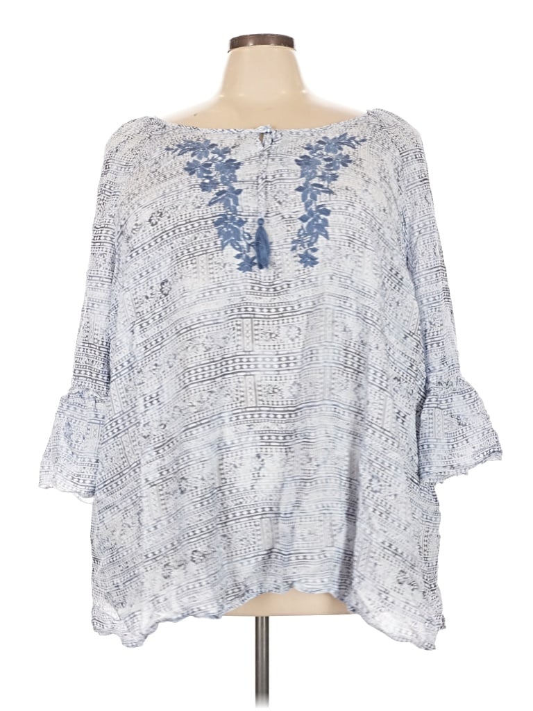Pre-owned Catherines 3/4 Sleeve Blouse In Blue