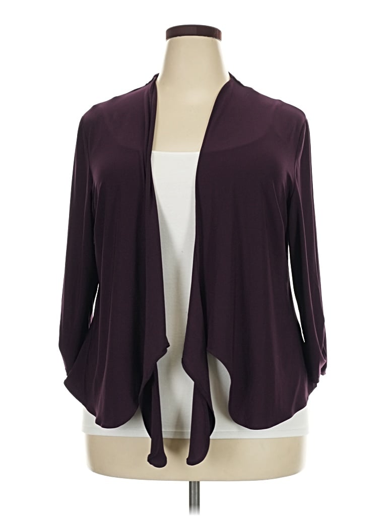 Pre-owned Perceptions Cardigan Sweater In Burgundy