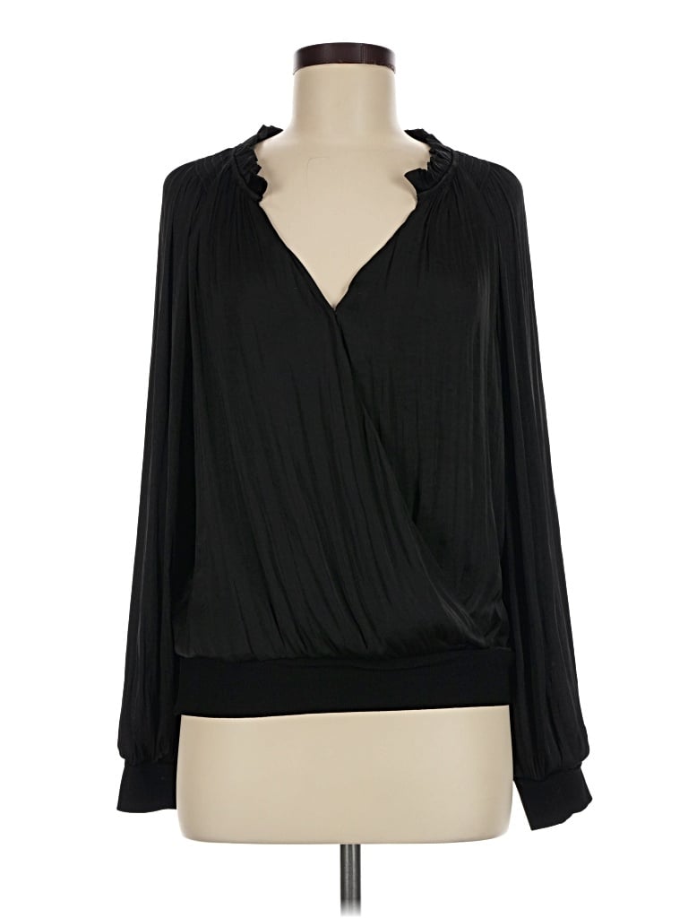Pre-owned Current Air Long Sleeve Blouse In Black