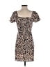 Aqua 100% Polyester Animal Print Tan Casual Dress Size S - photo 2