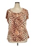 Grayson Animal Print Brown Short Sleeve Blouse Size 2X - photo 1