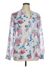 Kut from the Kloth 100% Polyester Floral Blue White Long Sleeve Blouse Size XL - photo 1