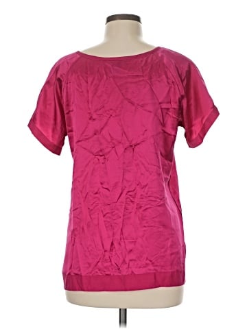 Pink Tartan Short Sleeve Silk Top (view 2)