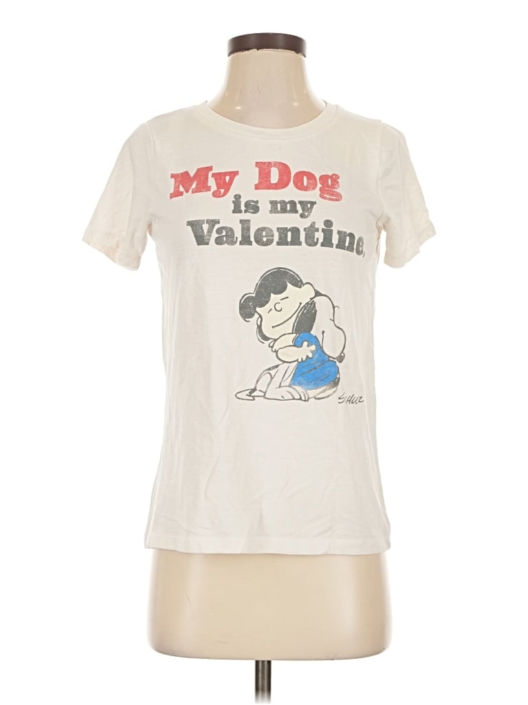 Pre-owned Peanuts Short Sleeve T-shirt In Ivory