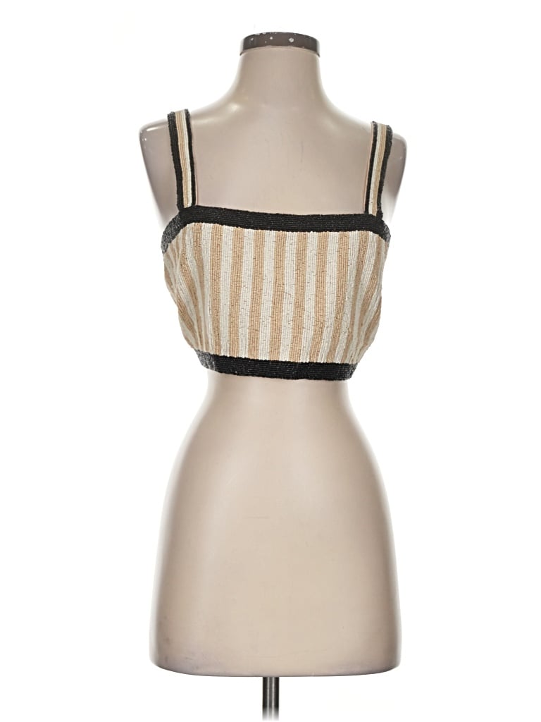 Pre-owned Celandine Sleeveless Top Gold Square Neckline Tops