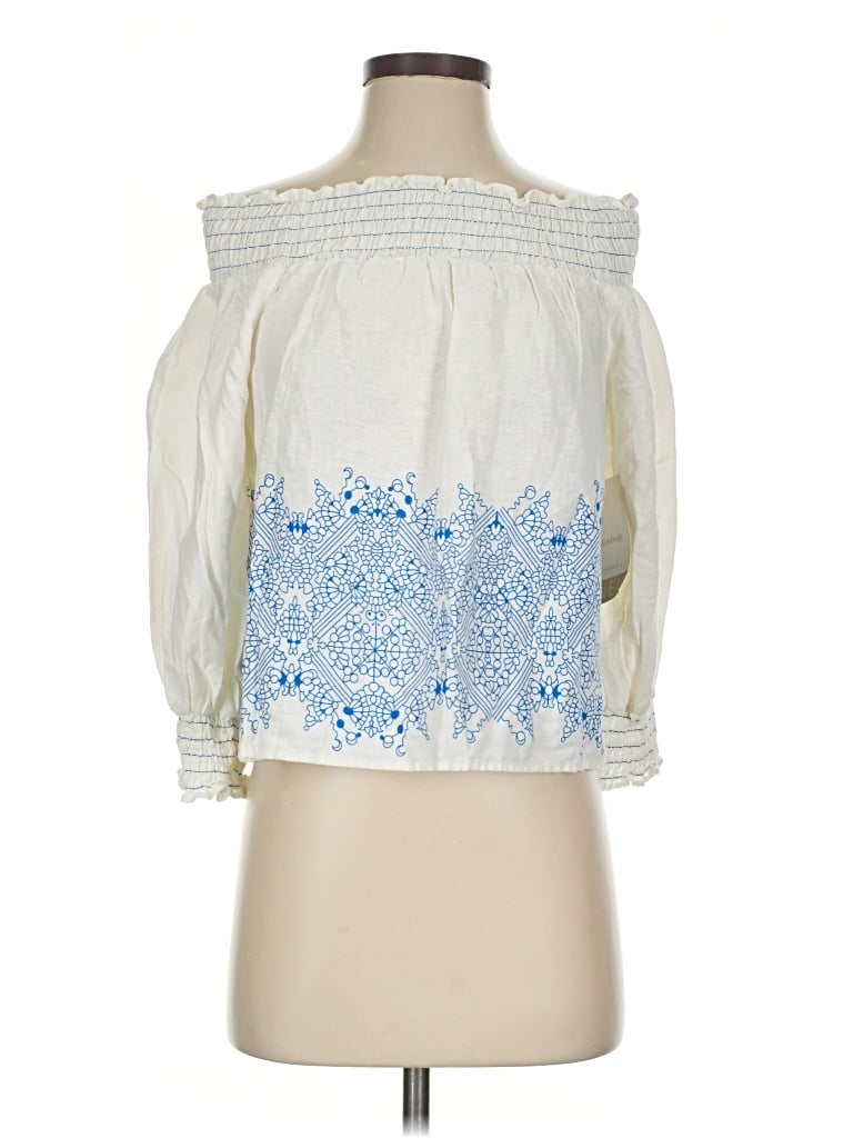 Calligraphie 3/4 Sleeve Blouse In White