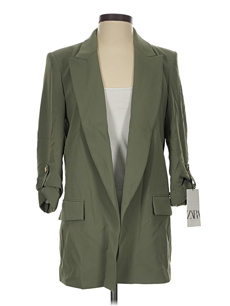 Pre-owned Zara Blazer Jacket In Green