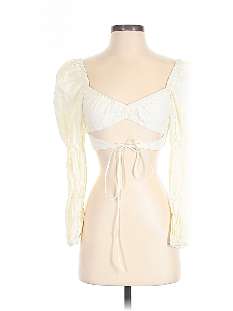 Pre-owned Isalis Long Sleeve Top Ivory Sweetheart Neckline Tops