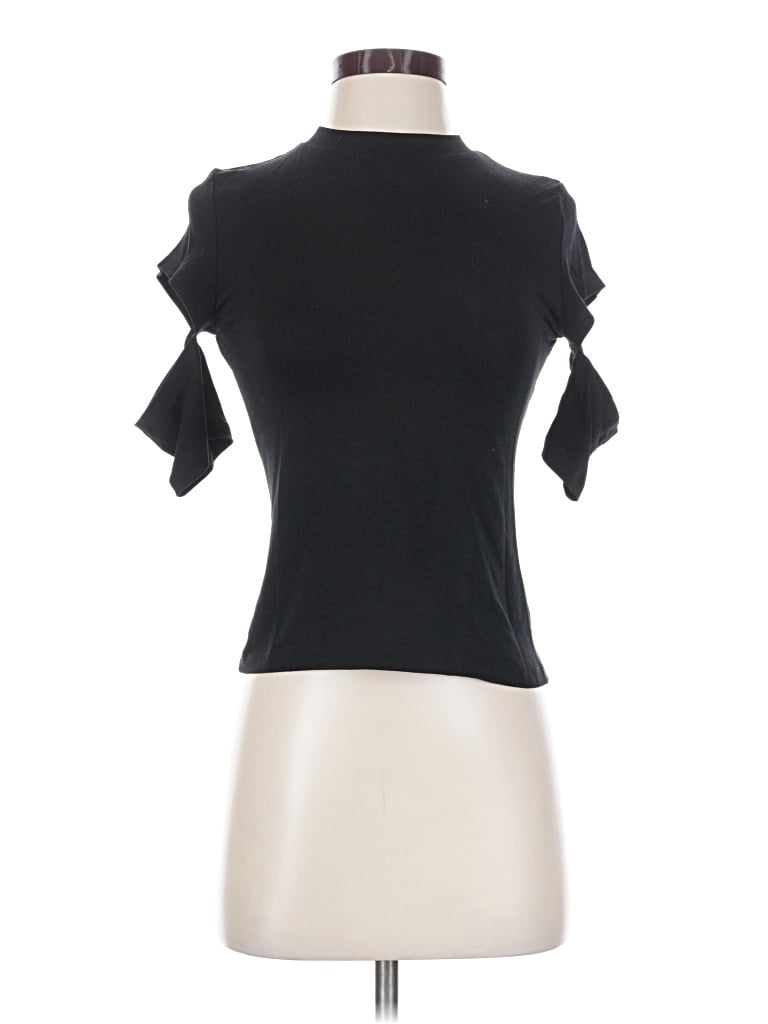 Pre-owned Marcella Short Sleeve Top Black Mock Neckline Tops