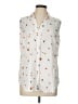 Ann Taylor 100% Polyester Print White Sleeveless Blouse Size L - photo 1