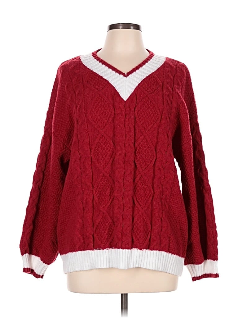Pre-owned Romwe Pullover Sweater In Red