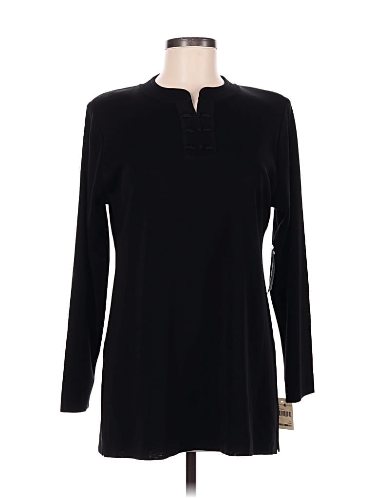 Misook Long Sleeve Top Black Mock Neckline Tops