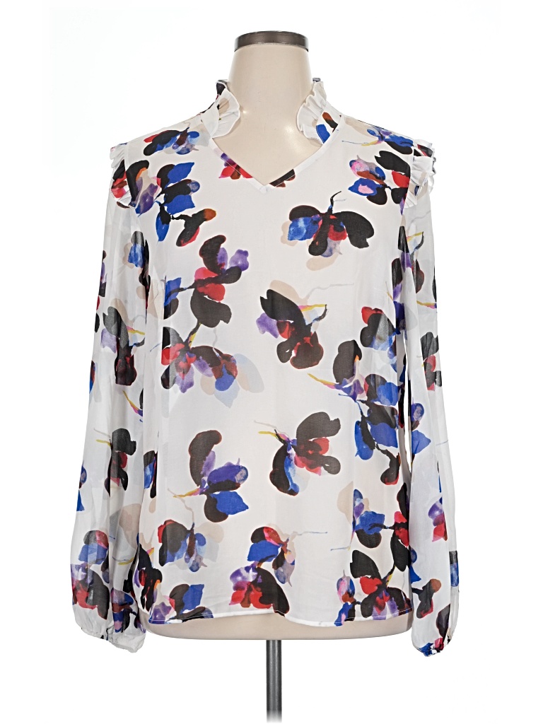 Pre-owned Cabi Long Sleeve Blouse In Ivory