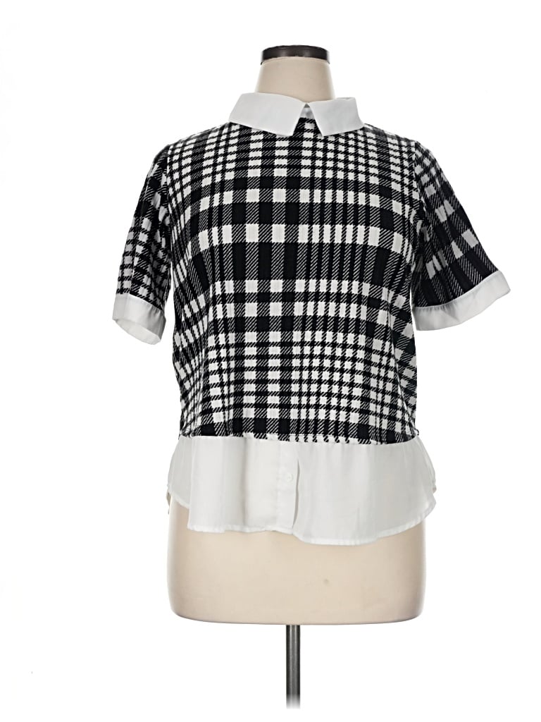 Pre-owned Misia Short Sleeve Blouse In Black
