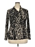 DKNY Animal Print Black Long Sleeve Blouse Size XXL - photo 1