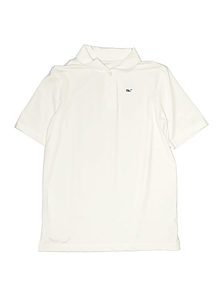 Pre-owned Vineyard Vines Performance Kids' Short Sleeve Polo Shirt In Ivory