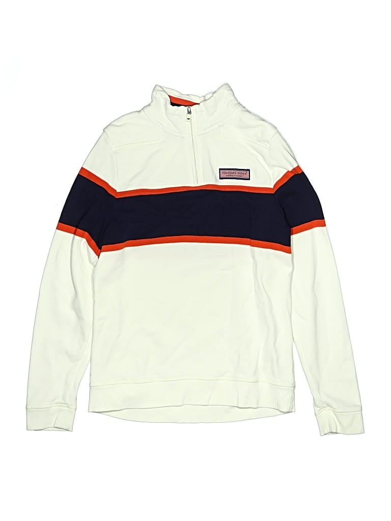 Pre-owned Vineyard Vines Performance Kids' Long Sleeve Turtleneck In Ivory