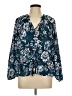 Parker 100% Polyester Floral Teal 3/4 Sleeve Blouse Size L - photo 1