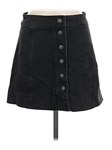 Madewell Metropolis Snap Jean Skirt in Rawley Black (view 1)