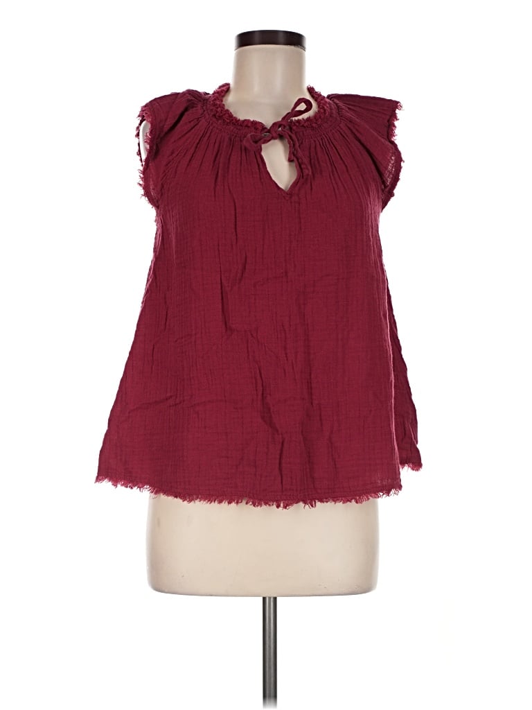 Pre-owned True Craft Sleeveless Blouse In Burgundy