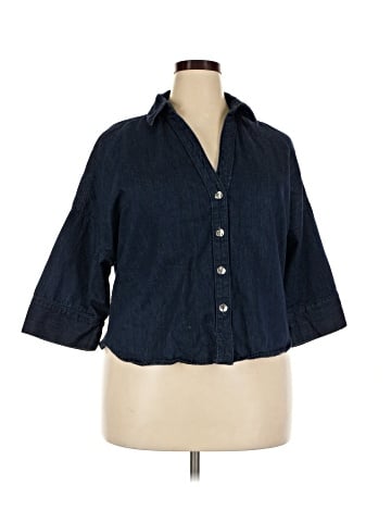 Zara 3/4 Sleeve Button-Down Shirt (view 1)