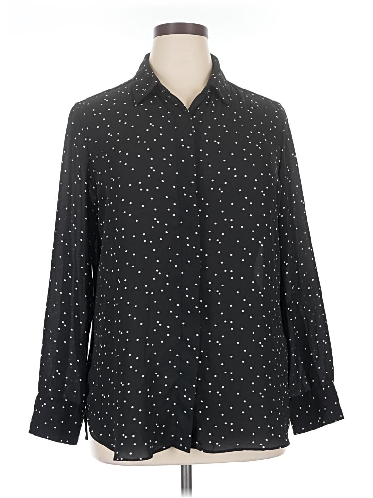 Pre-owned Mossimo Long Sleeve Blouse In Black