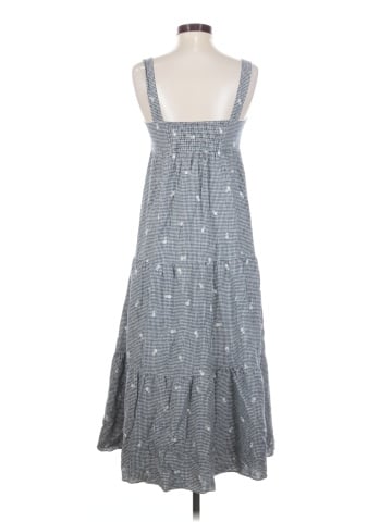 Madewell Embroidered Tiered Midi Dress in Gingham Check (view 2)